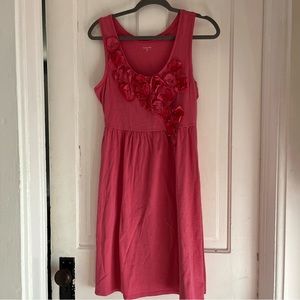 Garnet Hill Womens size medium pink tank dress with floral appliqués